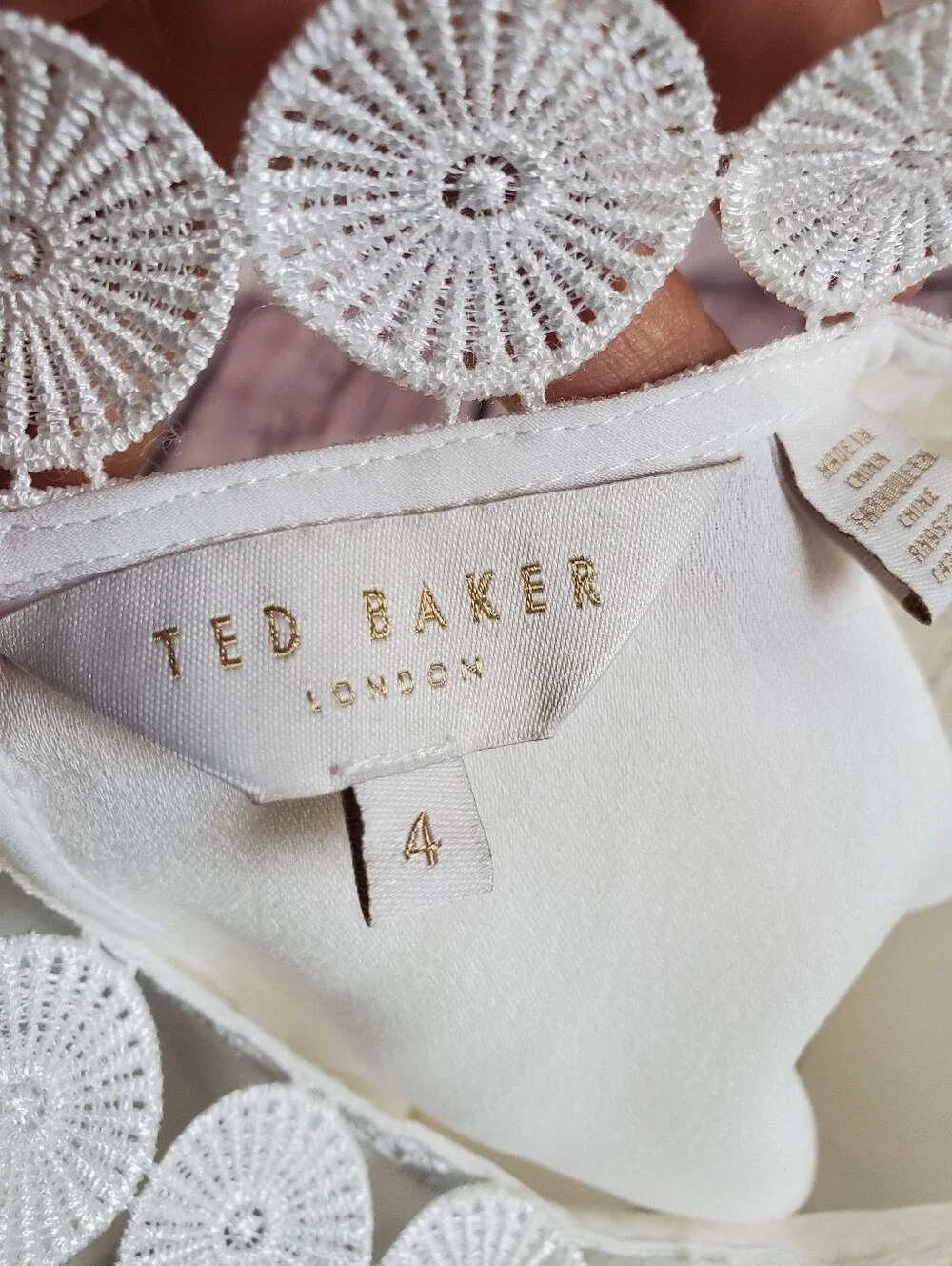 Ted Baker Ivory Lace Panel Flutter Sleeve Blouse Crochet Fairy Elegant Formal 4